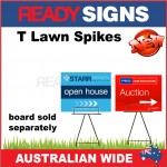 T Lawn Spike - Metal Sign Frame for Corflute Signs - For Horizontal Fluted Signs